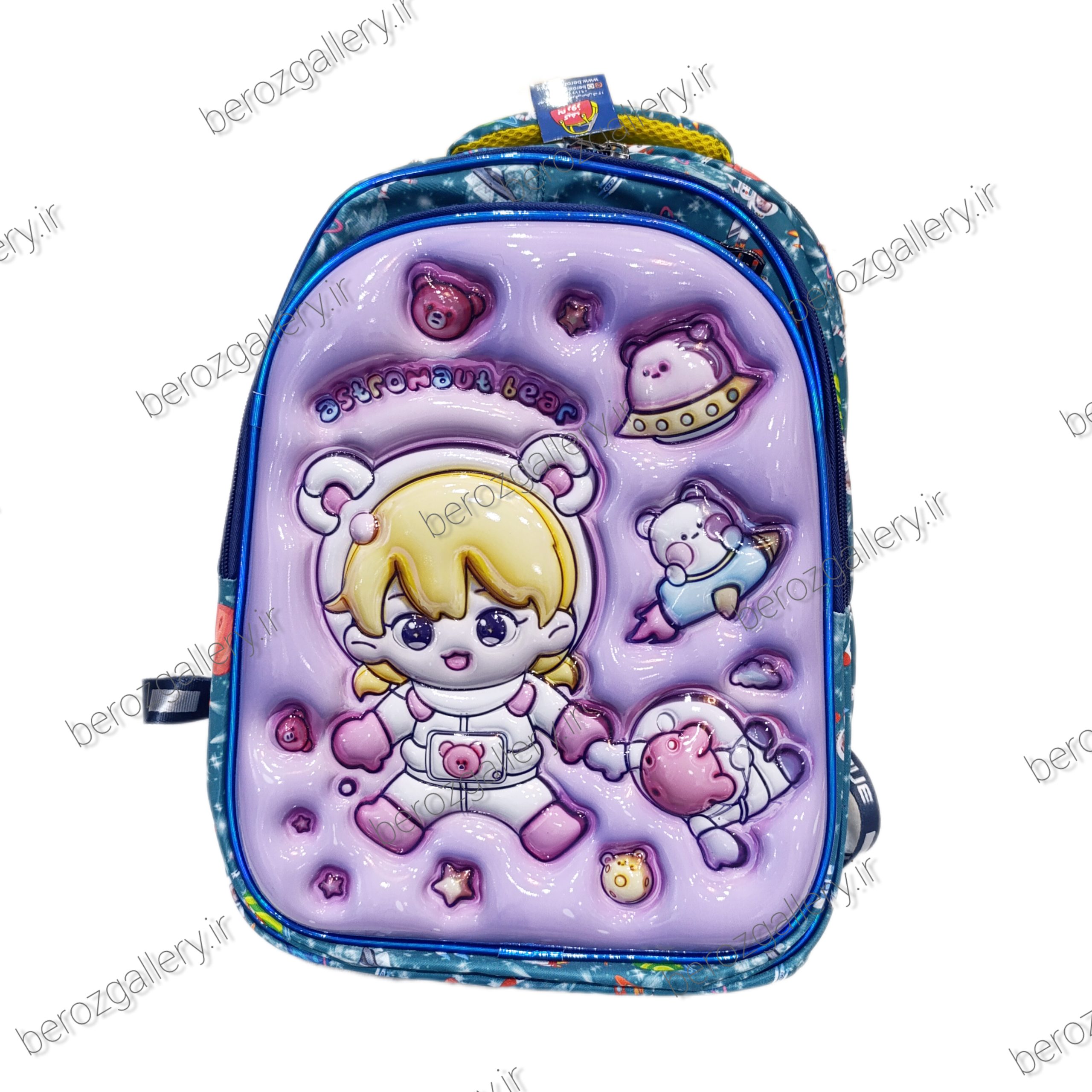 کوله پشتی سه بعدی UNIQUE کیف مدرسه دخترانه طرح دختر و خرس فضانورد - تصویر 4