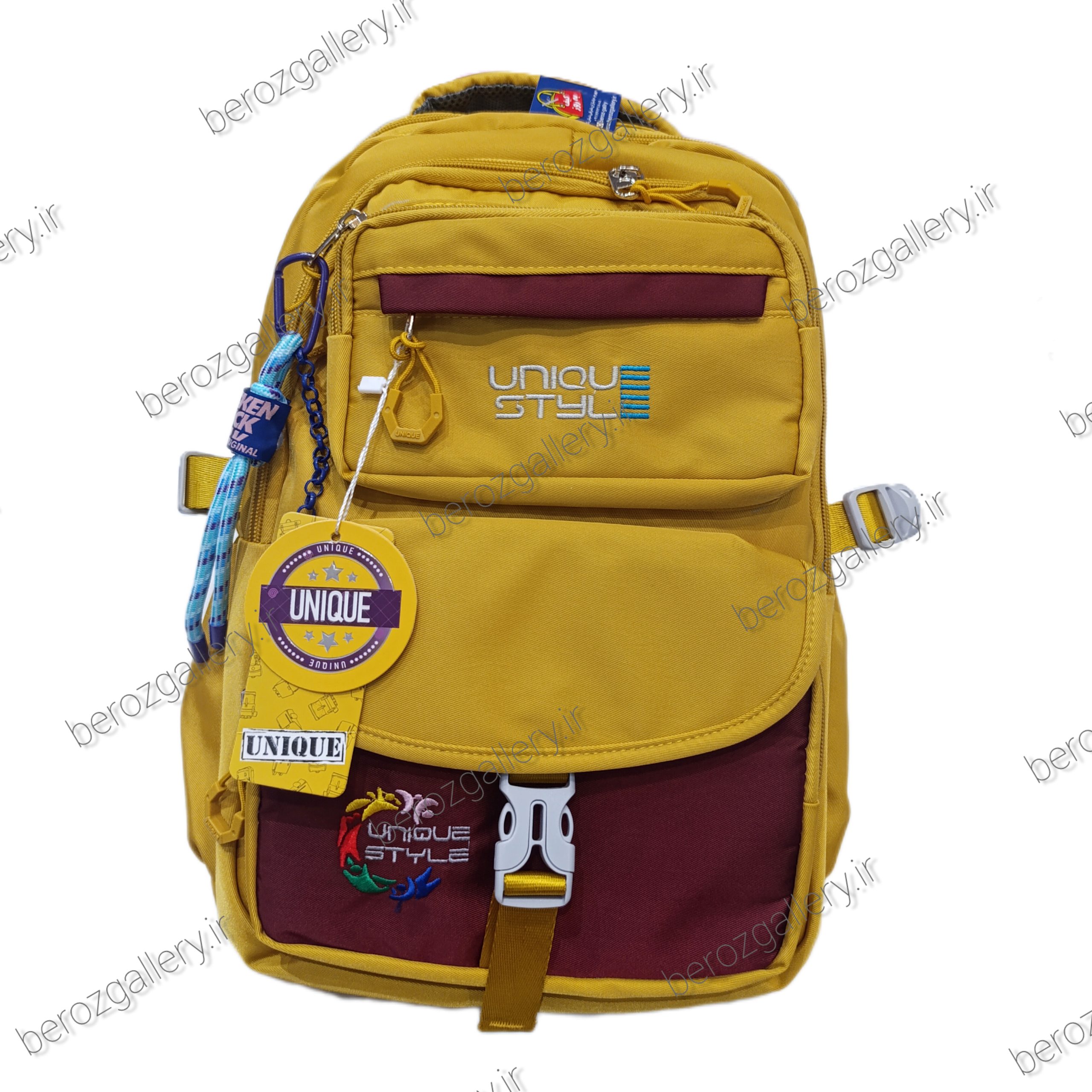 کوله پشتی پر جیب دو رنگ UNIQUE یونیک ،کیف مدرسه سبک - تصویر 3