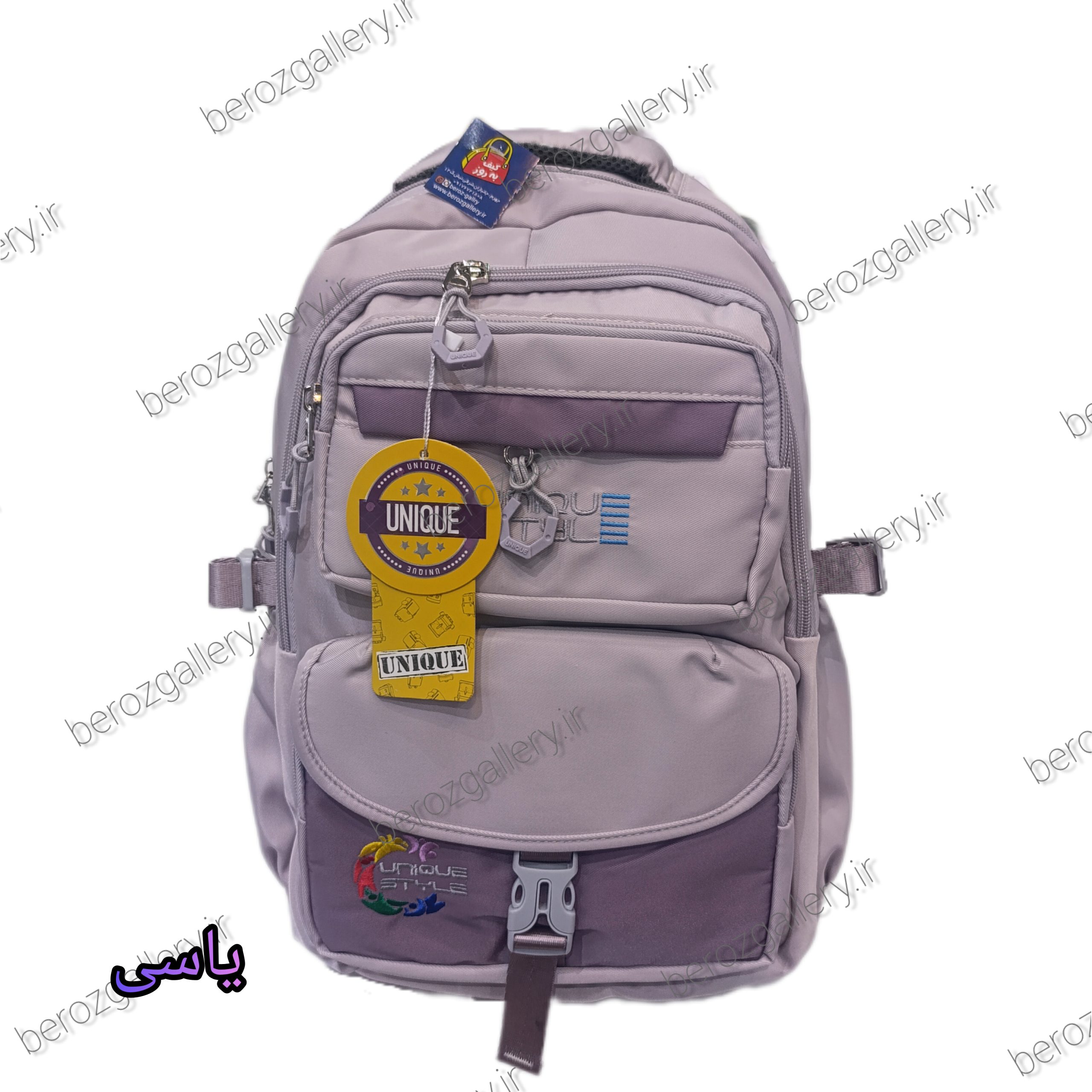 کوله پشتی پر جیب دو رنگ UNIQUE یونیک ،کیف مدرسه سبک - تصویر 9