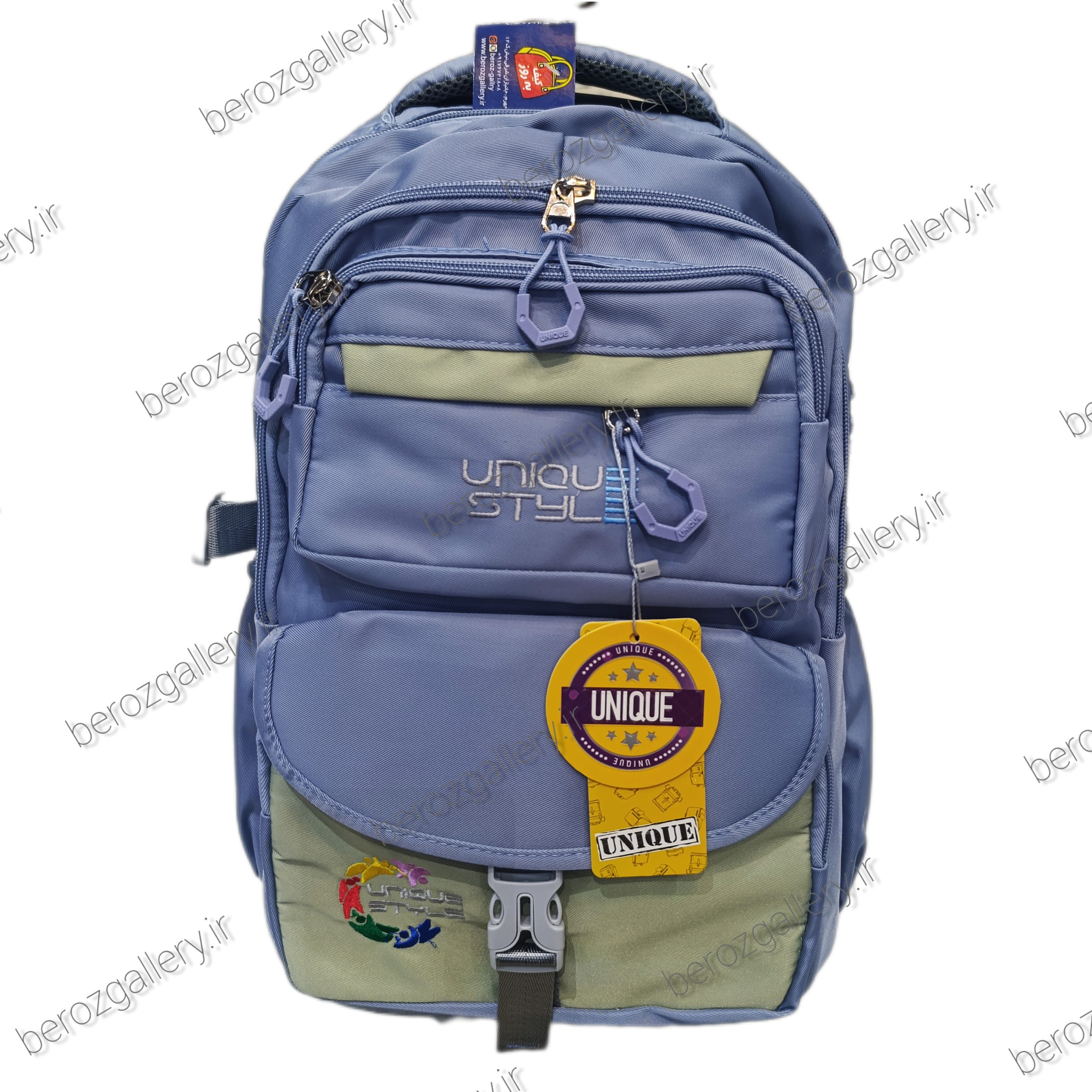 کوله پشتی پر جیب دو رنگ UNIQUE یونیک ،کیف مدرسه سبک - تصویر 6