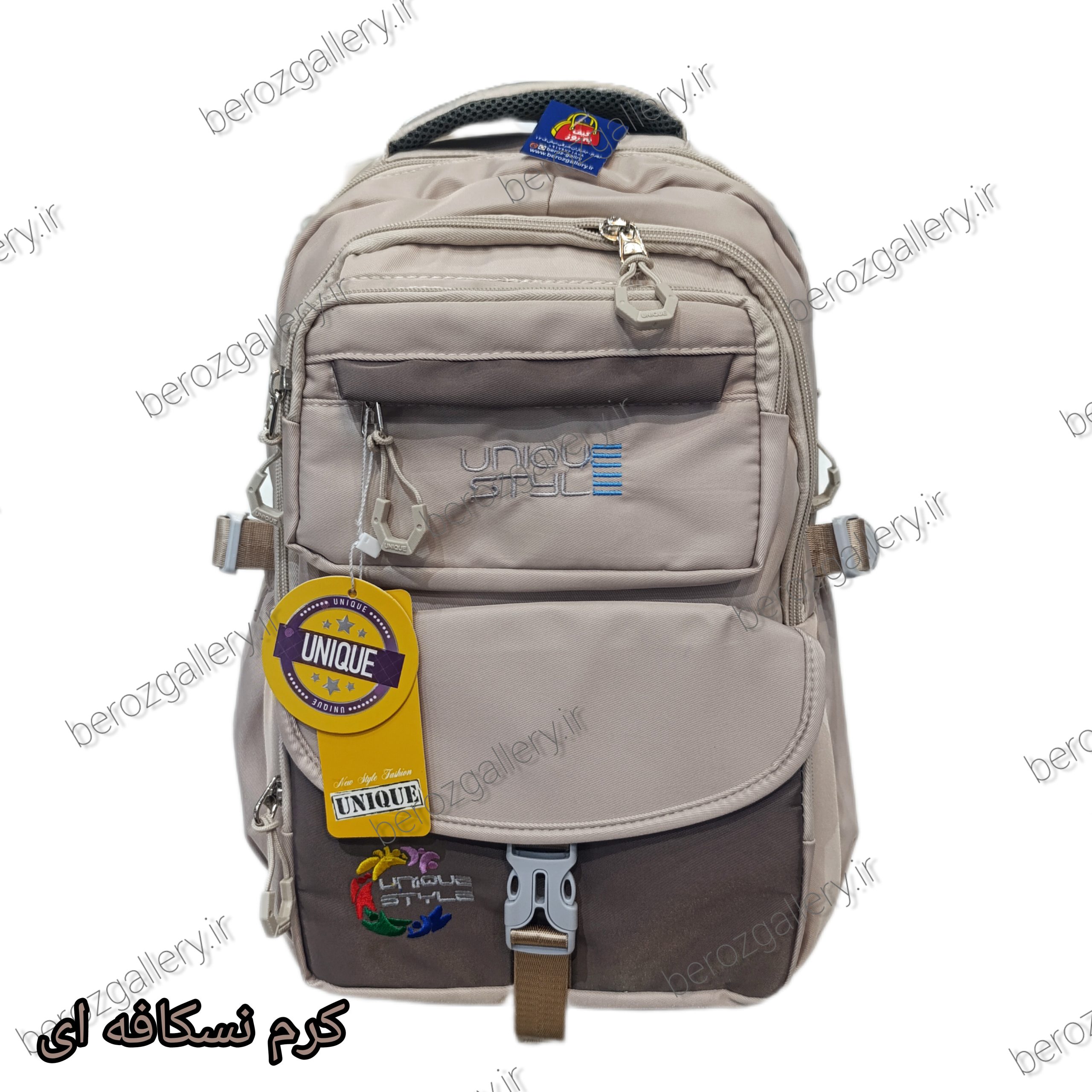 کوله پشتی پر جیب دو رنگ UNIQUE یونیک ،کیف مدرسه سبک - تصویر 4