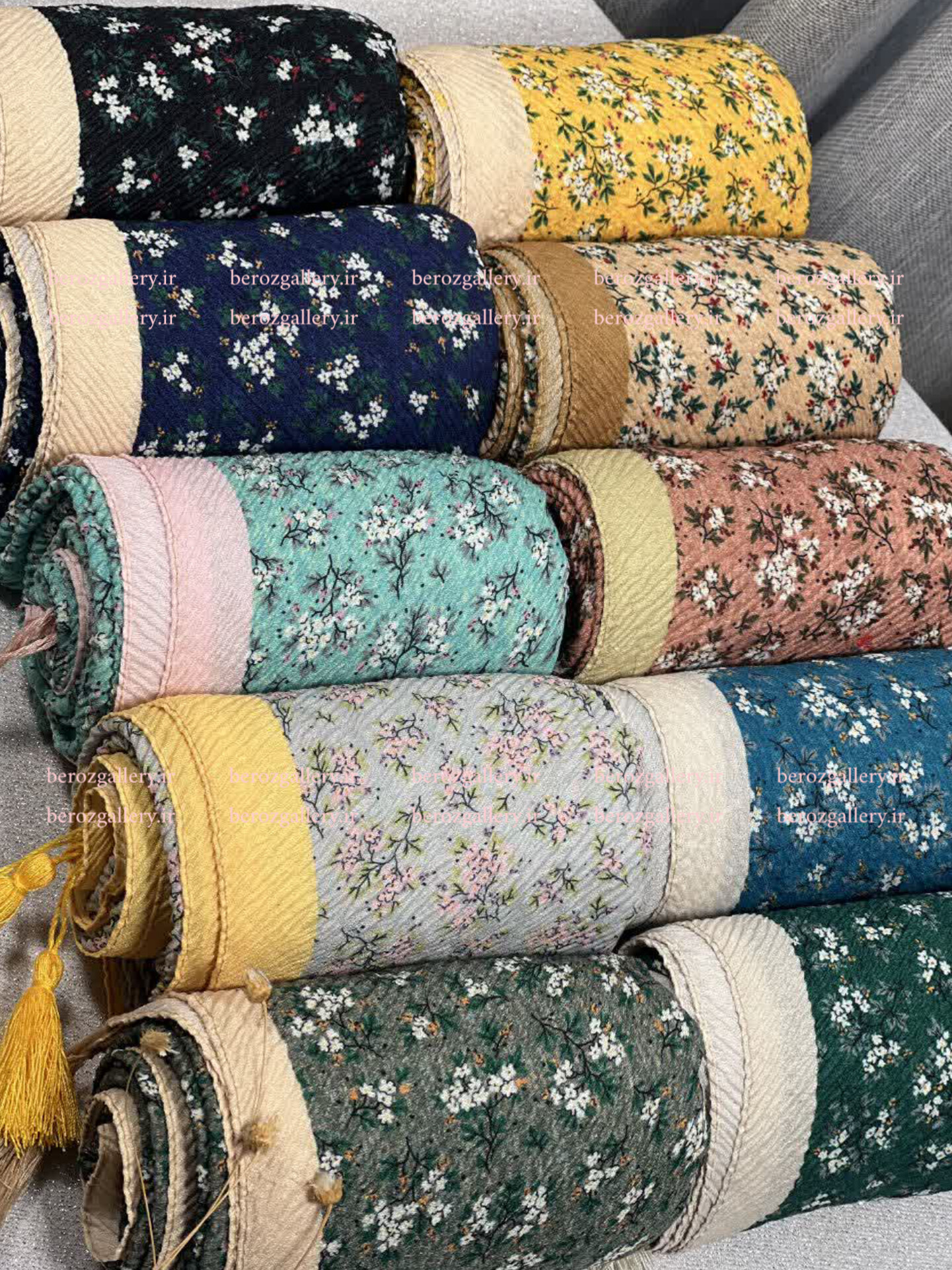 روسری پلیسه برشکا گلدار قواره ۱۳۰ - تصویر 35