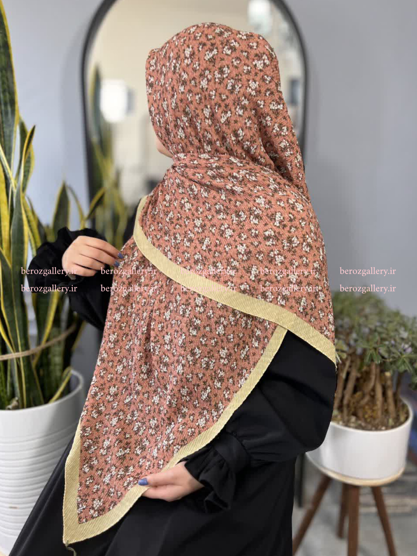 روسری پلیسه برشکا گلدار قواره ۱۳۰ - تصویر 8