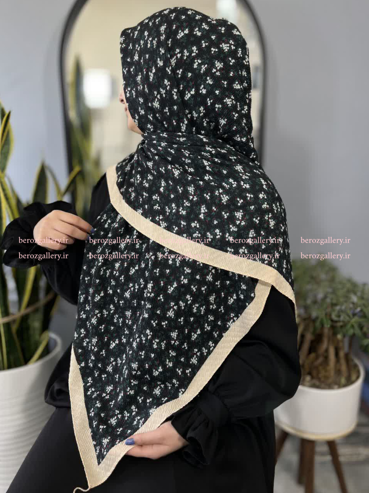 روسری پلیسه برشکا گلدار قواره ۱۳۰ - تصویر 5