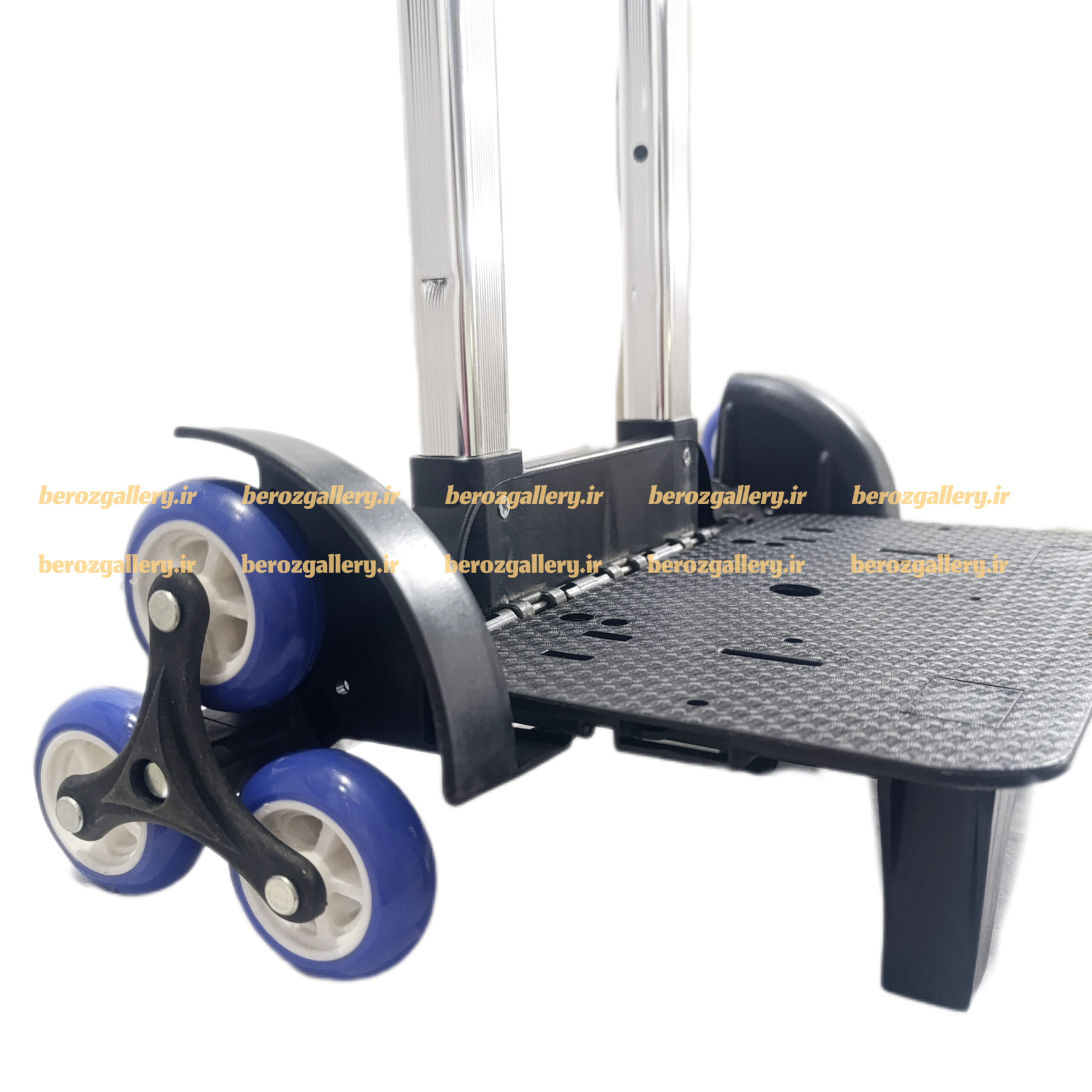 دسته چرخدار آلومینیومی کوله پشتی ۶ چرخ سورمه ای ترولی تاشو خارجی - تصویر 3