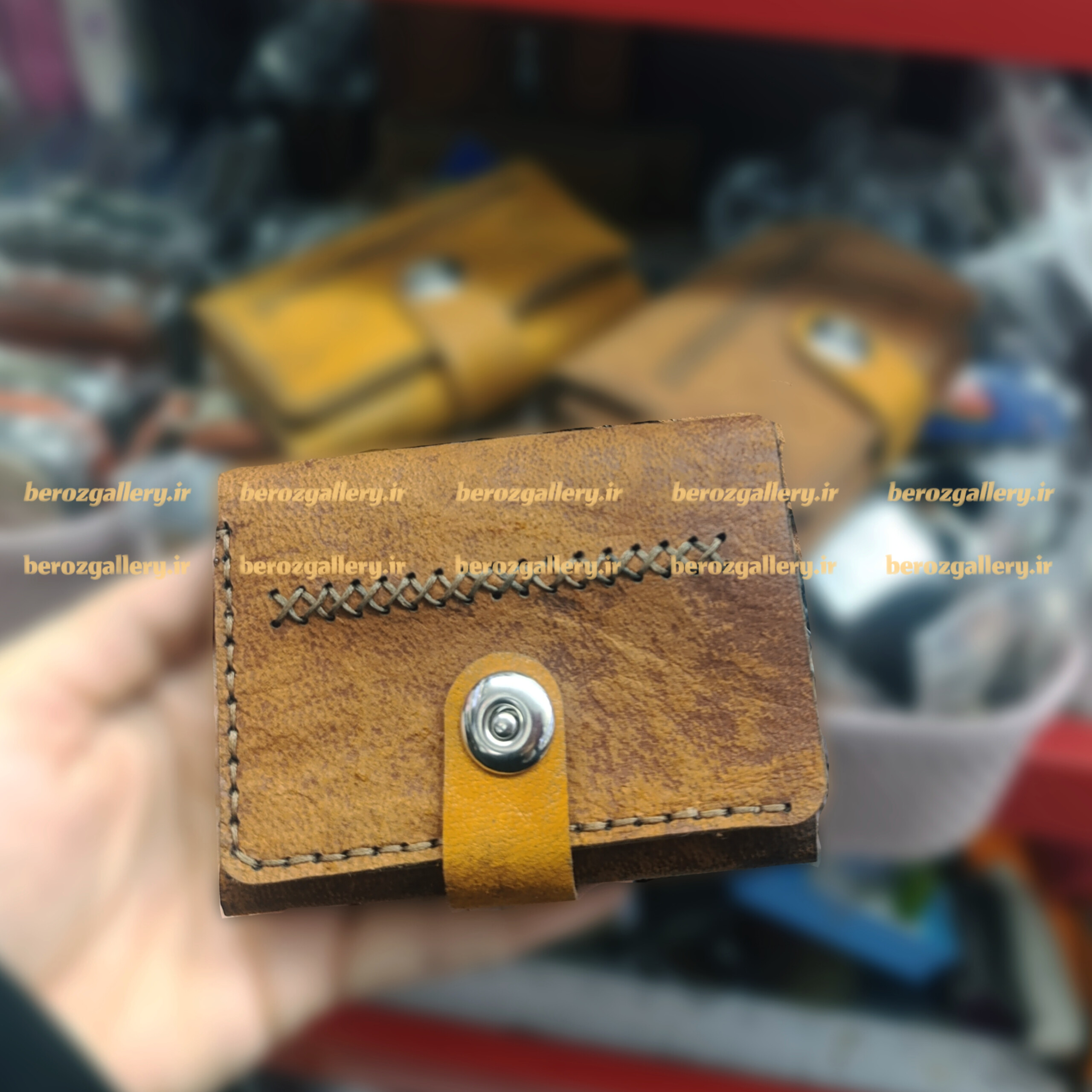 کیف پول چرم شتری جاکارتی دار زنانه و مردانه - تصویر 2